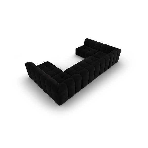 Čierna zamatová rohová pohovka (do "U") Kendal - Micadoni Home-image-4