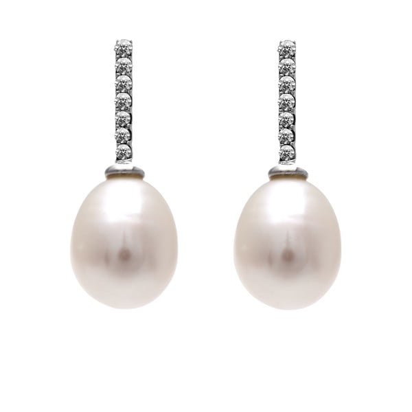 Náušnice z riečnych perál GemSeller Atropa, biele perly