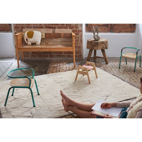 Krémový prateľný ručne tkaný bavlnený detský koberec 140x200 cm ABC – Lorena Canals-image-4