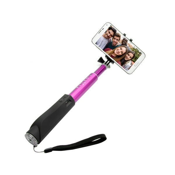 Ružová teleskopická selfie tyč FIXED v luxusnom hliníkovom prevedení