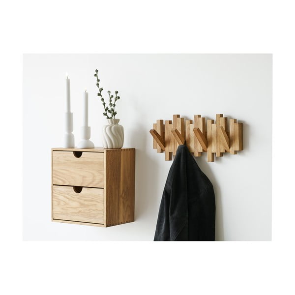 Nástenný vešiak z dubového dreva v prírodnej farbe 3 cm Caltra – House Nordic-image-1