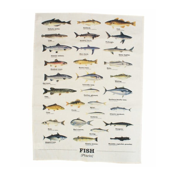 Utierka z bavlny Gift Republic Multi Fish, 50 x 70 cm