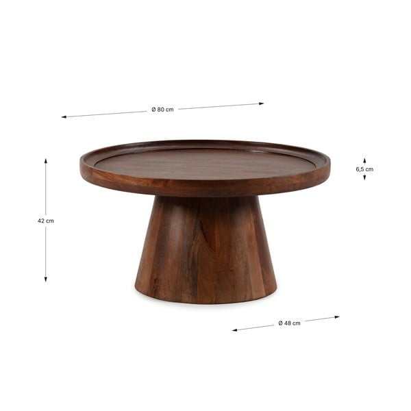 Tmavohnedý okrúhly konferenčný stolík z mangového dreva ø 80 cm Rose – MOME-image-4
