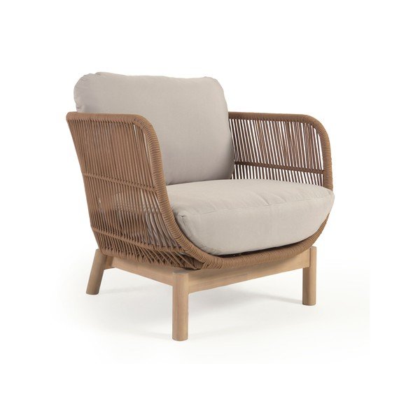 Béžové kovové/polstrované záhradné kreslo Catalina – Kave Home