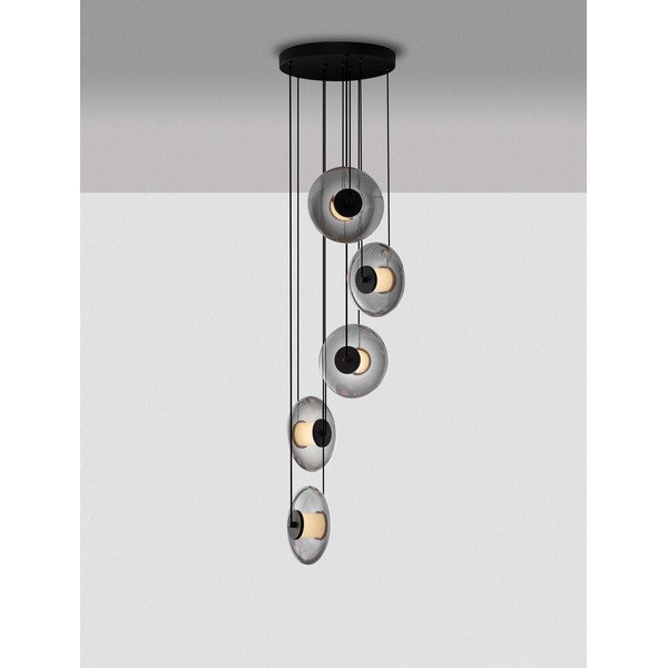 Matne čierne sklenené LED závesné svietidlo so stmievačom ø 40 cm Ballet – Nova Luce-image-3