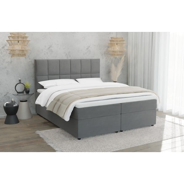 Sivá boxspring posteľ s úložným priestorom 160x200 cm Flip – Ropez-image-1