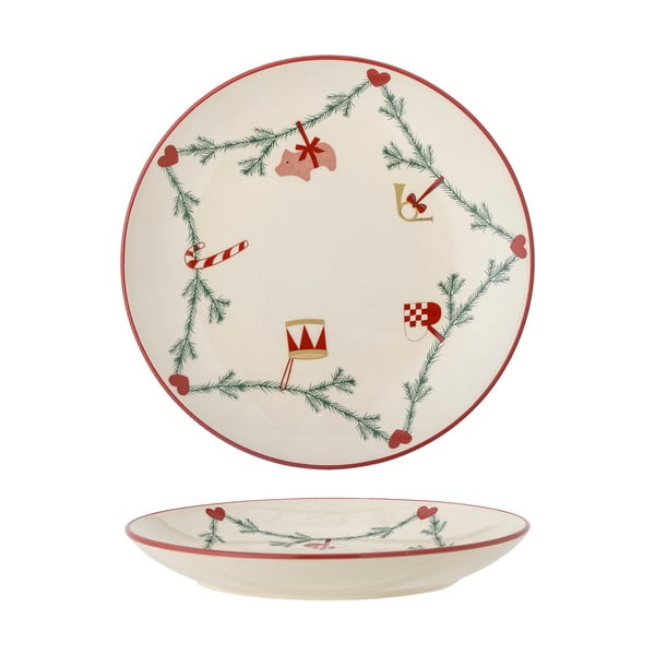 Krémový tanier s vianočným motívom z kameniny ø 25,5 cm Yule – Bloomingville-image-3