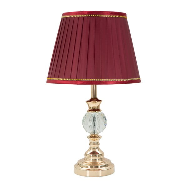 Vínovočervená stolová lampa Mauro s konštrukciou v zlatej farbe Ferretti Plie