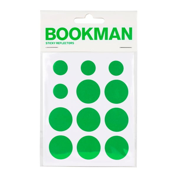 Sada 12 zelených samolepiacich odraziek Bookman
