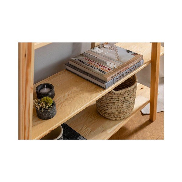 Knižnica z borovicového dreva v prírodnej farbe 120x148 cm Perla – Kalune Design-image-4