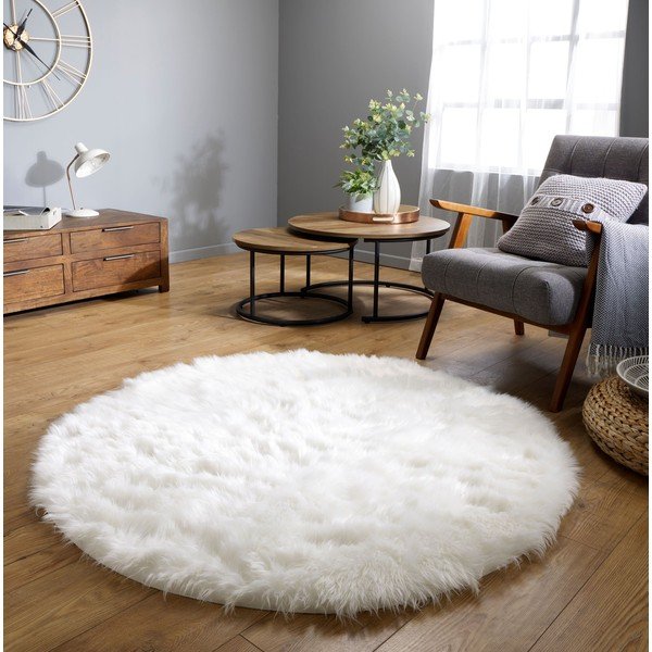Biely okrúhly koberec ø 120 cm Sheepskin - Flair Rugs-image-1