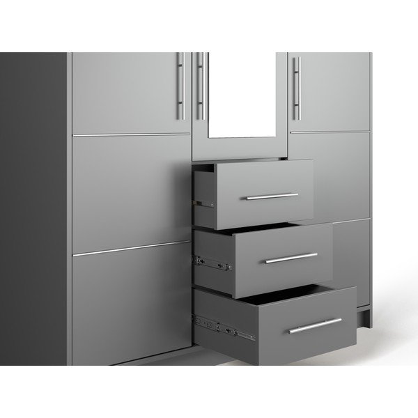 Sivá šatníková skriňa so zrkadlom 147x200 cm Derry - Cosmopolitan Design-image-1
