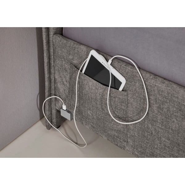 Sivá čalúnená detská posteľ s úložným priestorom s roštom 140x200 cm Fun – Meise Möbel-image-1