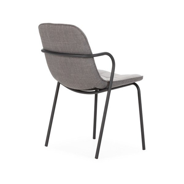 Svetlosivá čalúnená jedálenská stolička s podrúčkami Angie – Marckeric-image-4