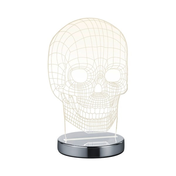 LED stolová lampa v lesklej striebornej farbe (výška 21 cm) Skull - Trio