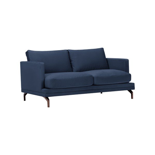 Tmavomodrá dvojmiestna pohovka s podnožou v zlatej farbe Windsor & Co Sofas Jupiter-image-1