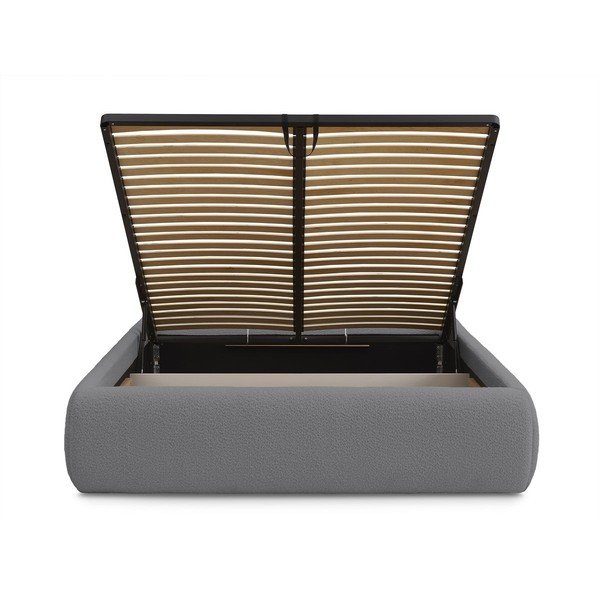 Tmavosivá čalúnená dvojlôžková posteľ s úložným priestorom/bez čela s roštom 180x200 cm Inera – Bobochic Paris-image-4