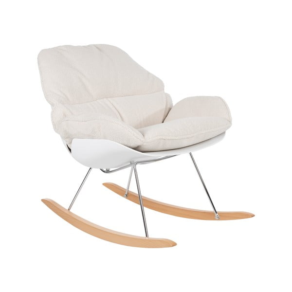 Krémové hojdacie kreslo z textílie buklé Rocky – White Label