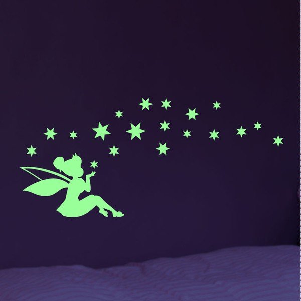 Sada nástenných svietiacach detských samolepiek Ambiance Tall Fairy and Stars-image-1