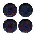 Súprava 4 modro-červených dezertných tanierov z kameniny Casafina Snowflake, ø 21,6 cm