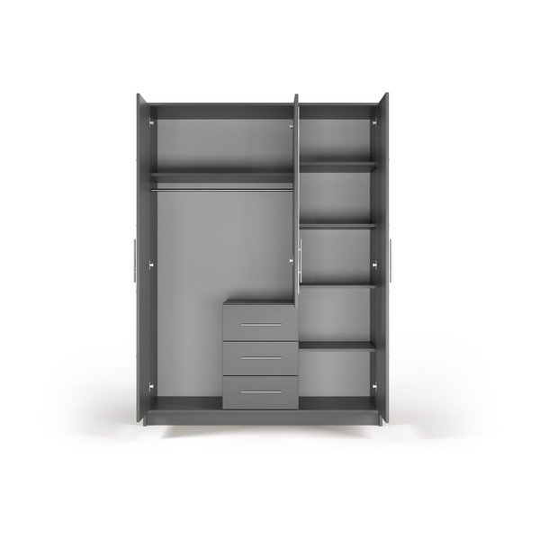 Sivá šatníková skriňa so zrkadlom 147x200 cm Derry - Cosmopolitan Design-image-4