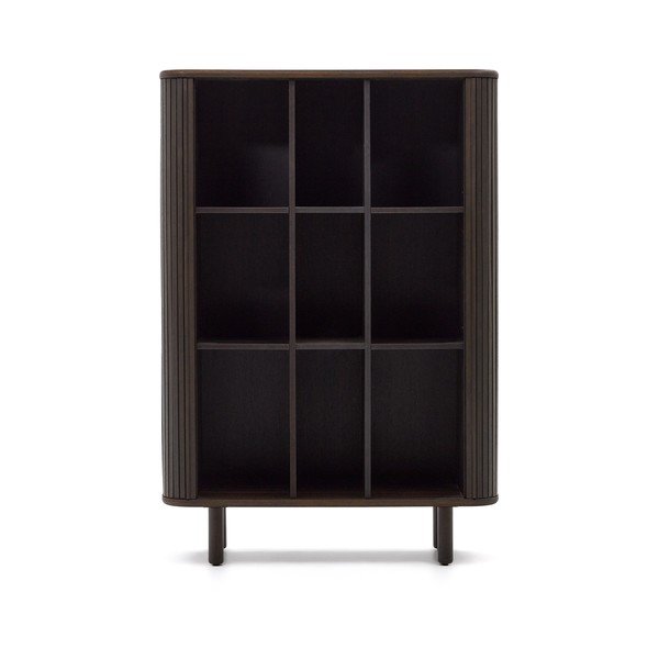 Tmavohnedá skrinka v dekore jaseňa s posuvnými dverami 110x140 cm Mailen – Kave Home-image-2