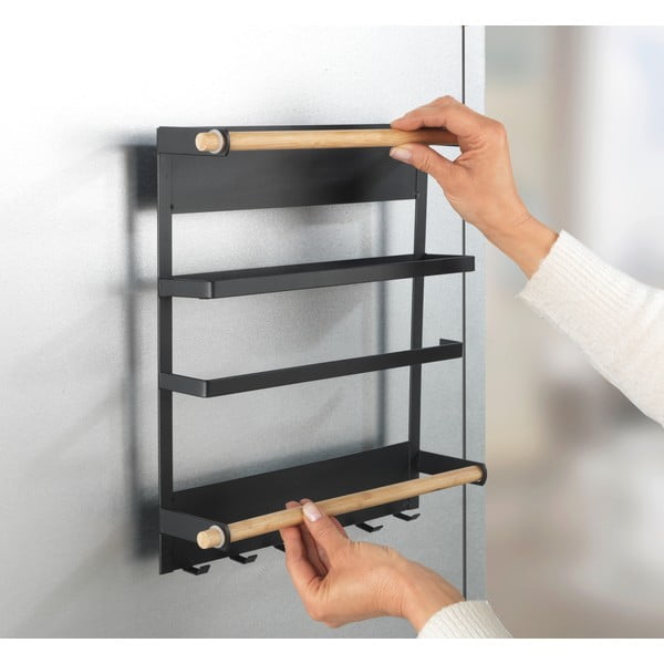 Čierny nástenný kuchynský organizér Wenko Magna-image-4