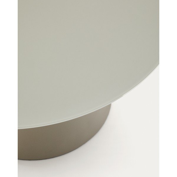 Svetlosivý okrúhly konferenčný stolík so sklenenou doskou ø 80 cm Wilshire – Kave Home-image-2