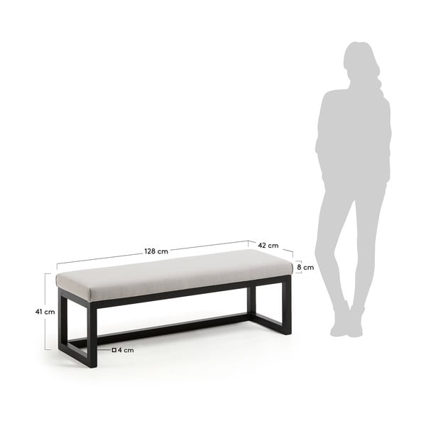 Čierna/sivobéžová lavica Loya – Kave Home-image-4