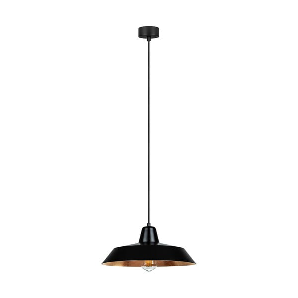 Čierne závesné svietidlo s vnútrom v medenej farbe Sotto Luce Cinco, ∅ 35 cm