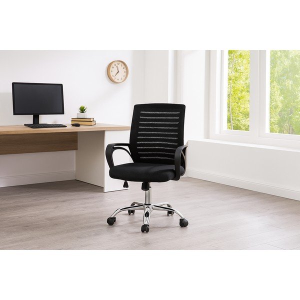 Čierna čalúnená kancelárska stolička Evon – Bonami Essentials-image-1