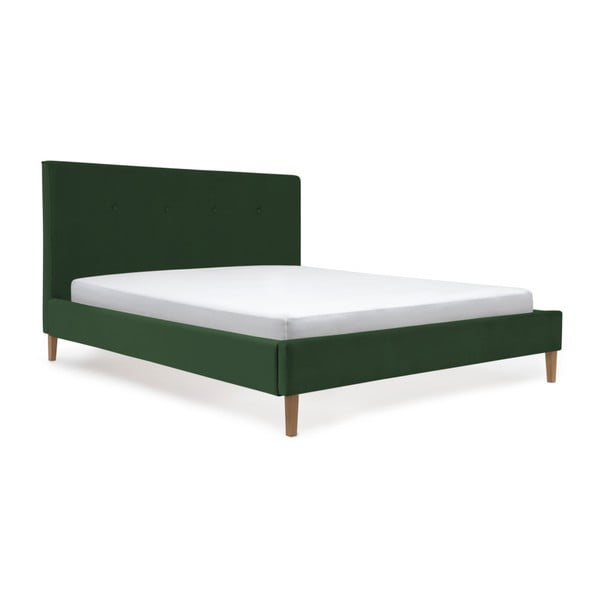 Tmavozelená posteľ s prírodnými nohami Vivonita Kent, 180 × 200 cm