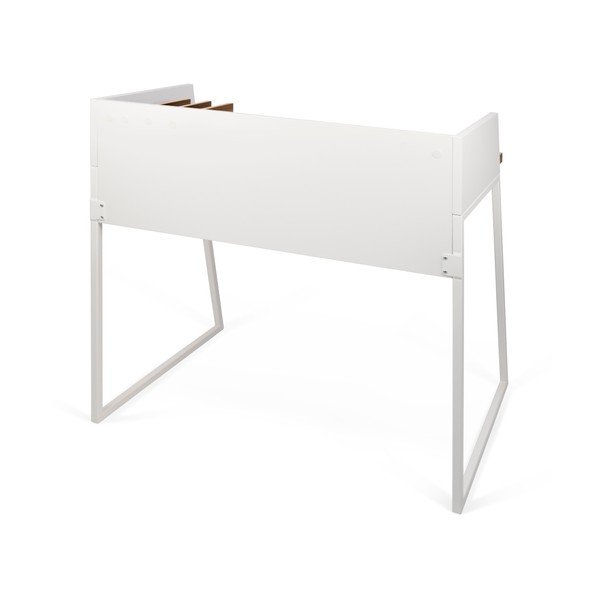 Biely pracovný stôl s detailmi v dekore orechového dreva TemaHome Volga-image-2