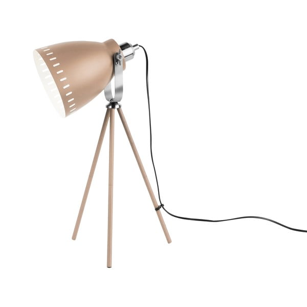 Pieskovohnedá stolová lampa s detailmi v striebornej farbe Leitmotiv Mingle