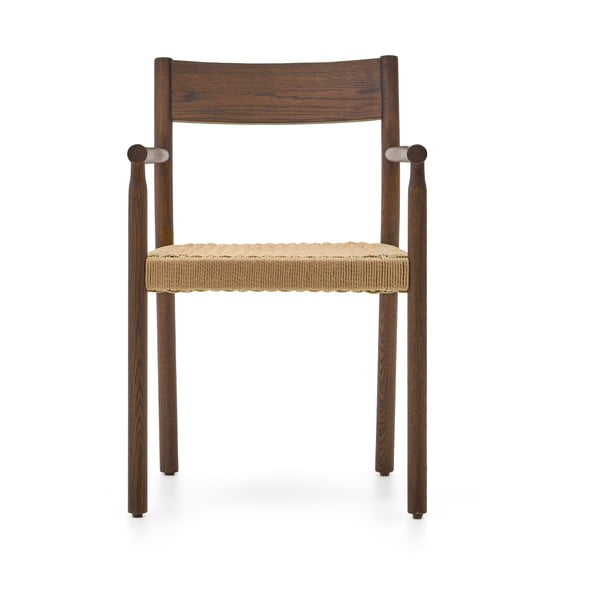 Hnedá/v prírodnej farbe jedálenské stoličky z dubového dreva Yalia – Kave Home-image-3