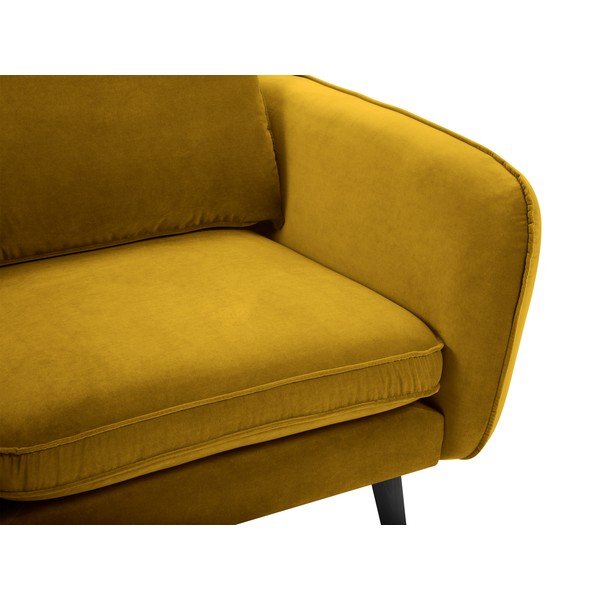 Žlté kreslo s čiernymi nohami Kooko Home Lento-image-3