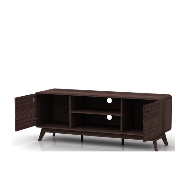 Hnedý TV stolík v dekore orecha 140x53 cm Caitlin – Støraa-image-3