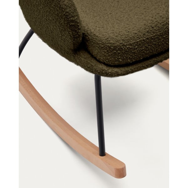Zelené hojdacie kreslo z textílie bouclé Maustin – Kave Home-image-1