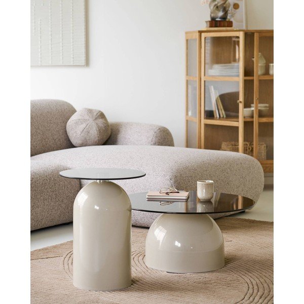 Okrúhly odkladací stolík so sklenenou doskou ø 40 cm Ravello – House Nordic-image-1