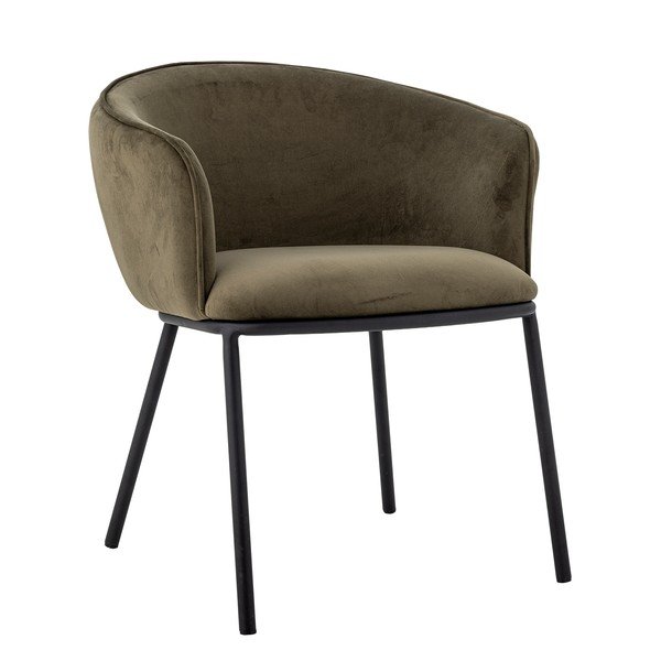 Khaki zamatové jedálenské kreslo s podrúčkami Cortone – Bloomingville-image-3
