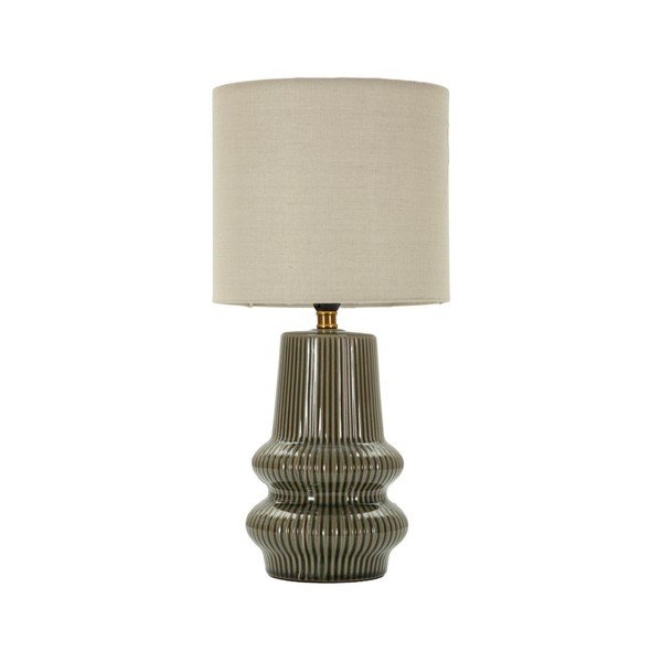 Khaki/krémovobiela keramická stolová lampa s textilným tienidlom (výška  41,5 cm) Harmony – Mauro Ferretti