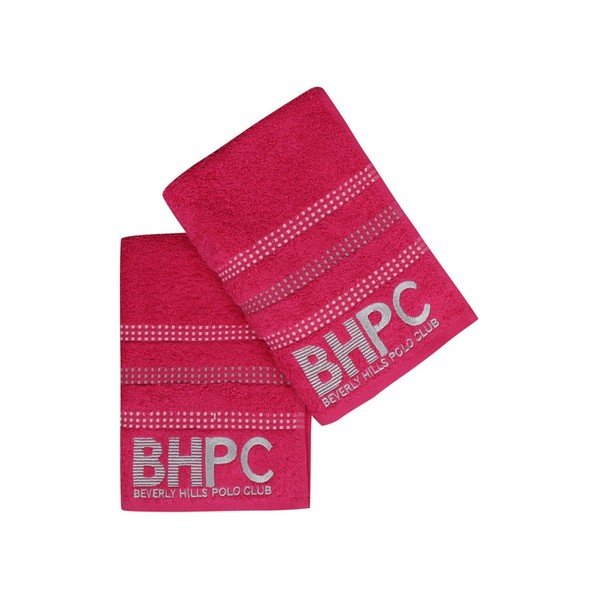 Sada dvoch uterákov vo farbe fuchsia Beverly Hills Polo Club Stripes, 90 × 50 cm-image-2