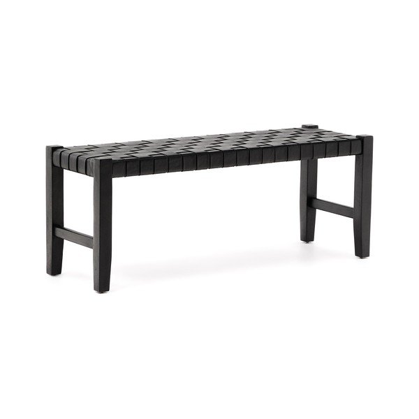 Čierna kožená lavica Calixta – Kave Home-image-2