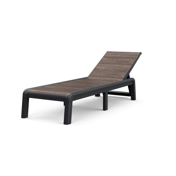 Tmavohnedé plastové polohovacie/skladacie záhradné ležadlo Deco Porto – Keter