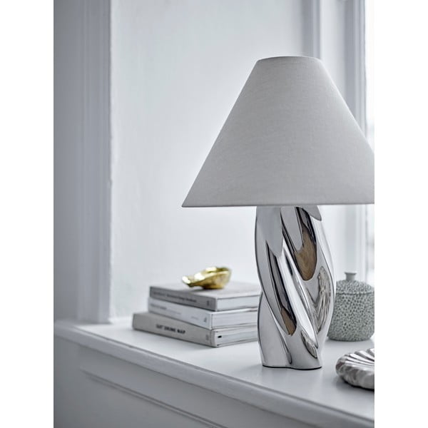 Stolová lampa v striebornej farbe s textilným tienidlom (výška 49 cm) Silva – Bloomingville-image-1