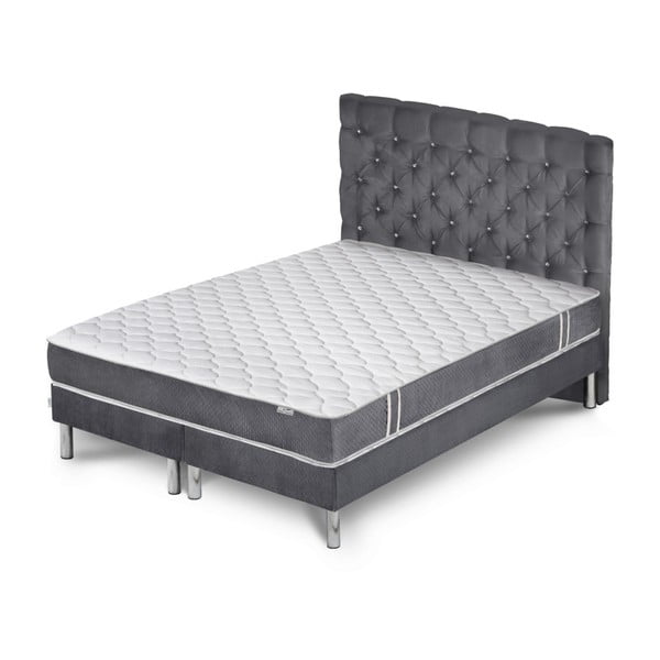 Sivá posteľ s matracom a 2 boxspringmi Stella Cadente Maison Syrius Forme, 180 × 200 cm