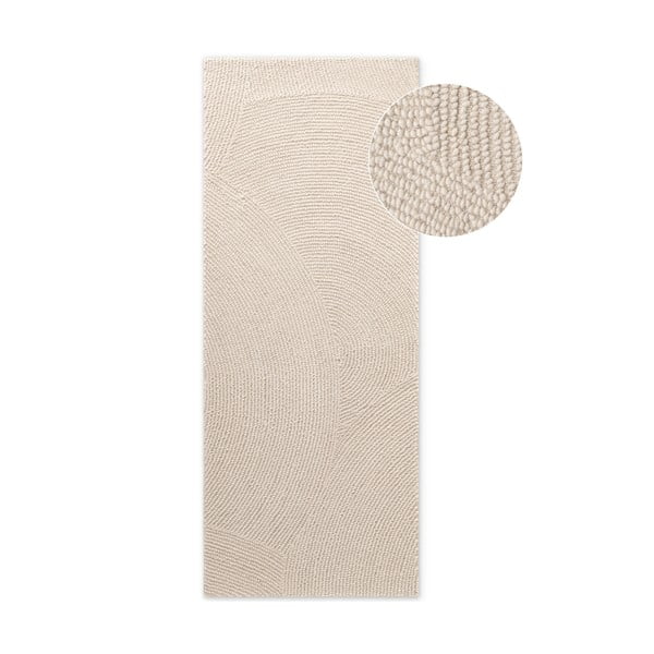 Ručne tkaný vlnený behúň vo svetlo prírodnej farbe 80x200 cm Eleni Natural White – Hanse Home