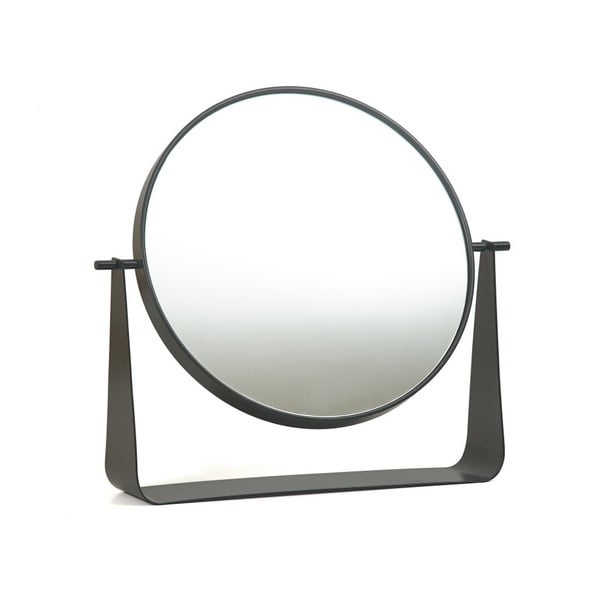 Tmavosivé otočné stolové zrkadlo HARTÔ, Ø 38 cm