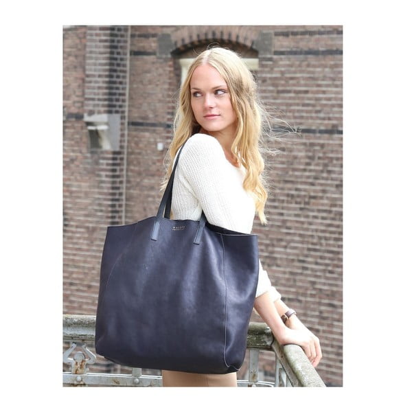 Kožená kabelka O My Bag Jazzy Less, polnočná modrá-image-3