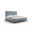 Svetlomodrá čalúnená dvojlôžková posteľ s úložným priestorom s roštom 200x200 cm Casey – Mazzini Beds